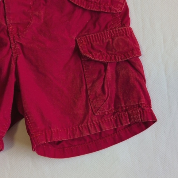 babyGap red cotton twill pull-on cargo utility shorts 12-18 months baby boy - Picture 4 of 6